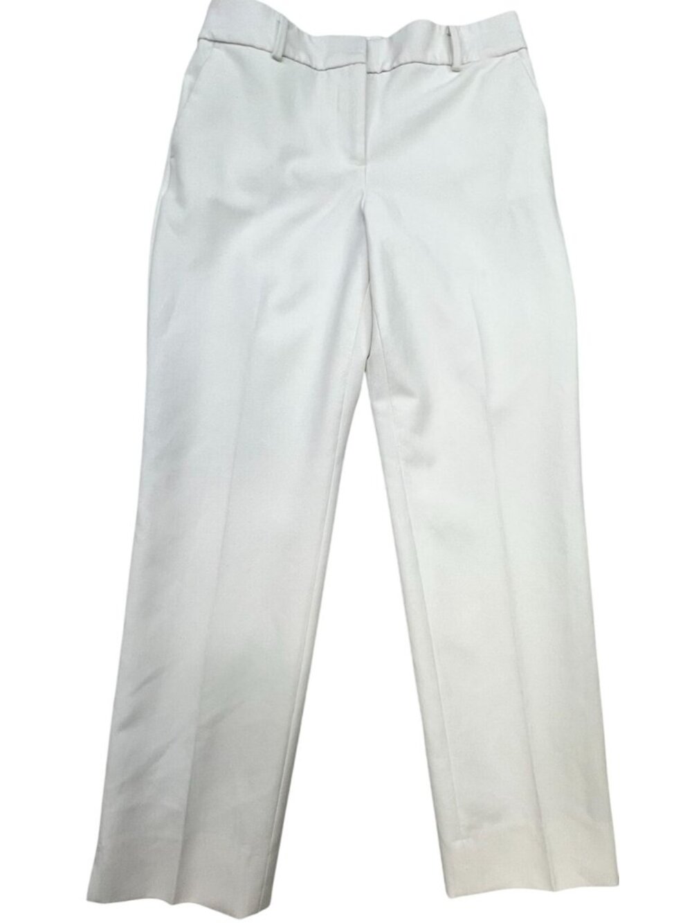 Talbots Women's Slim-Fit Straight-Leg Dress Pants Flat Front White Pockets